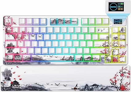 Womier 75% Wireless Mechanical Keyboard with Color Multimedia Screen Gaming Keyboard